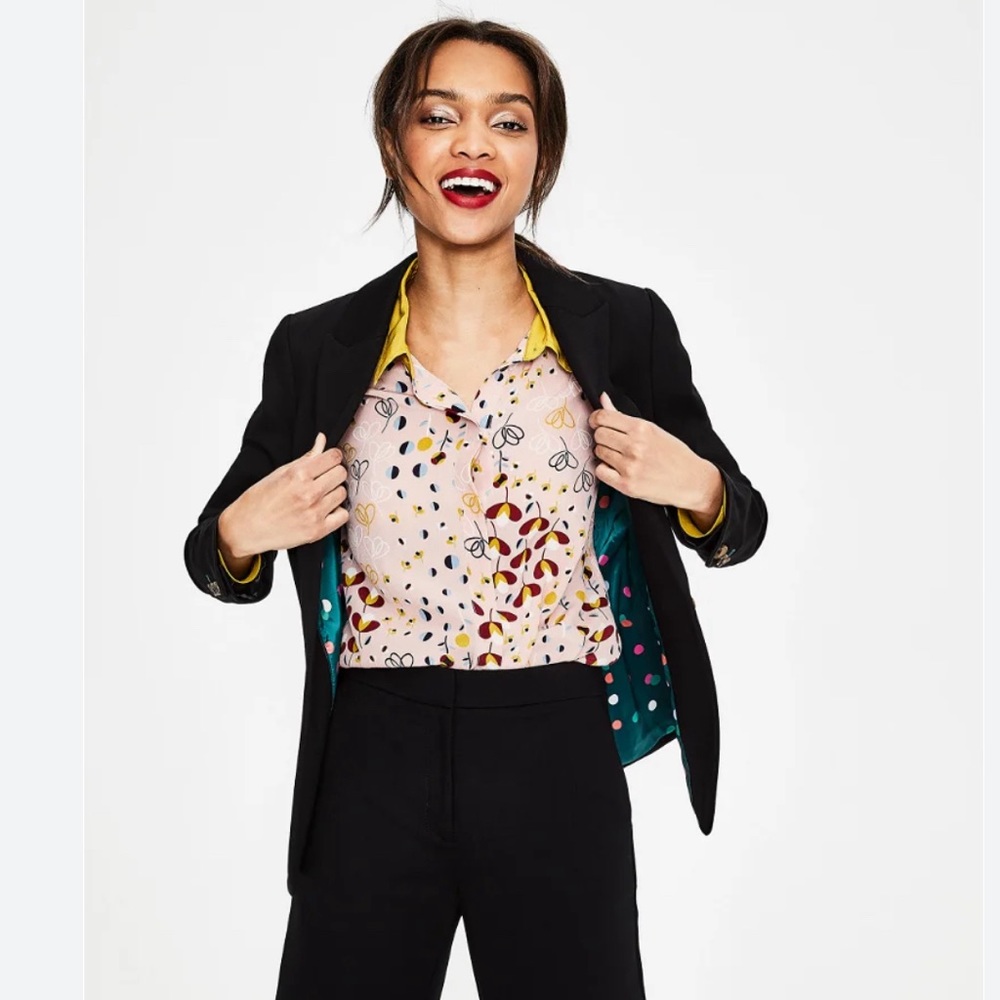 Boden Nell Ponte Blazer Black One Button Size 10